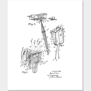 Safety Parachute Pack Vintage Patent Hand Drawing Posters and Art